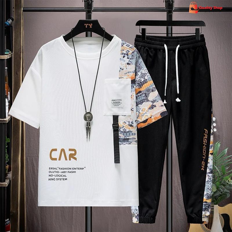 Drop Shoulder Mash T-Shirt and Trouser Combo