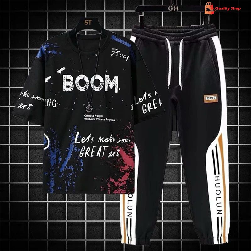 Drop Shoulder Mash T-Shirt and Trouser Combo