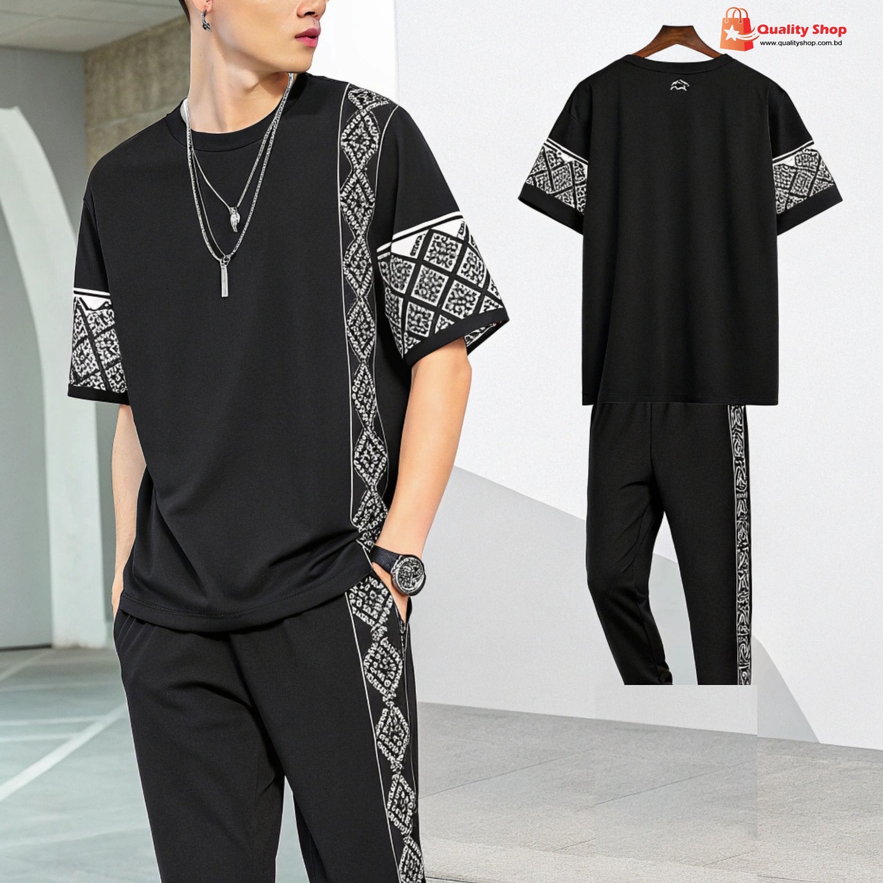 Drop Shoulder Mash T-Shirt and Trouser Combo