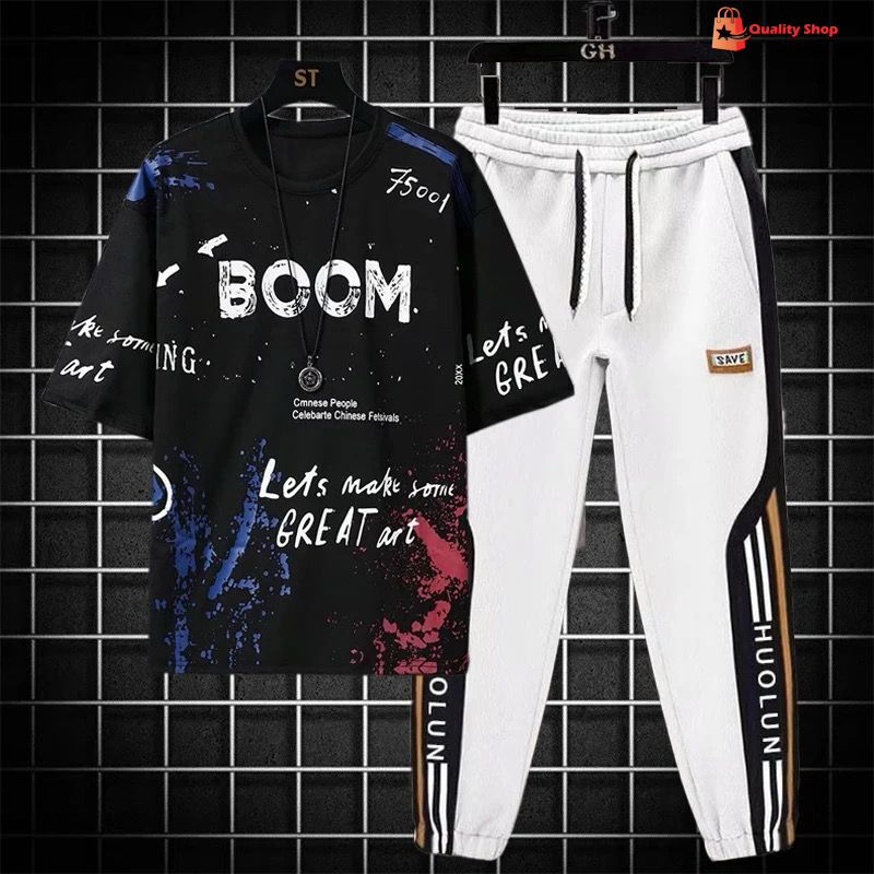 Drop Shoulder Mash T-Shirt and Trouser Combo