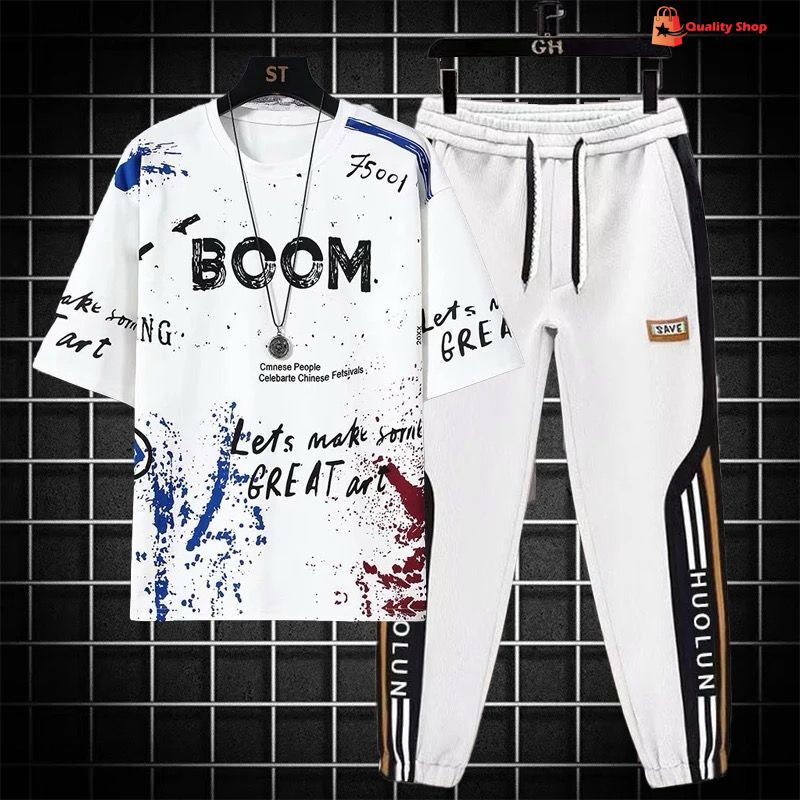 Drop Shoulder Mash T-Shirt and Trouser Combo